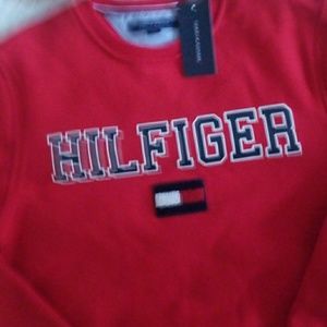 Tommy Hilfiger Shirts - Tommy Hilfiger Red Hilfiger Flag Sweatshirt Tommy Hilfiger Shirts - Tommy Hilfiger Red Hilfiger Flag Sweatshirt